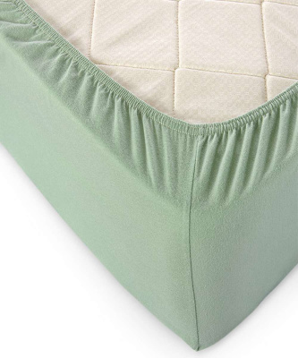 Трикотажная простынь на резинке оливковый